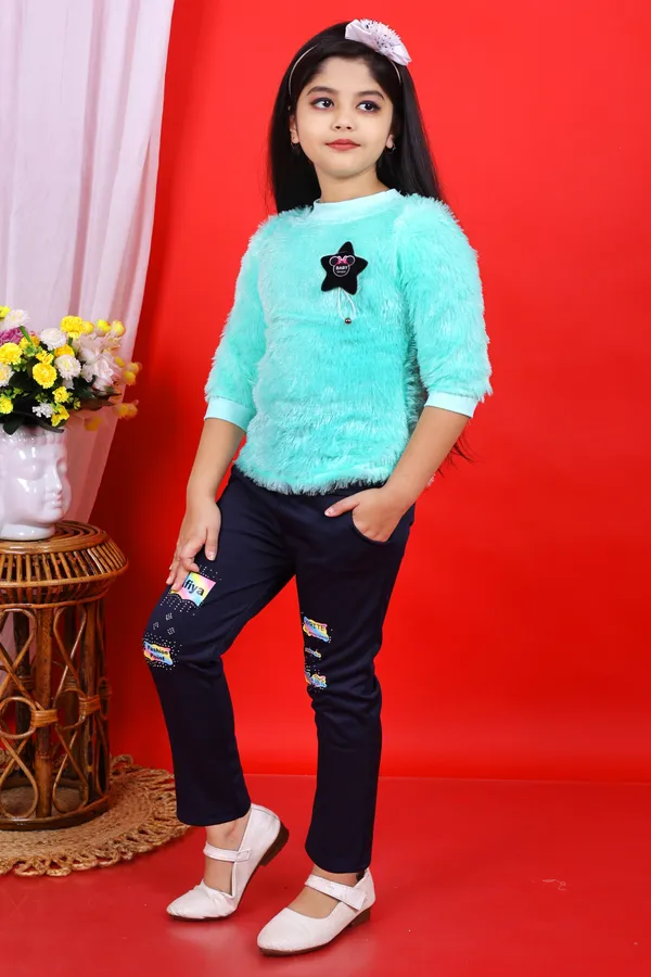 Seagreen_Fur_Self_Design_Pant_For_Girls