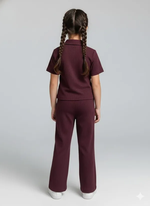 Maroon_Cotton_Blend_Solid_Self_Design_Pant_Set_For_Girls