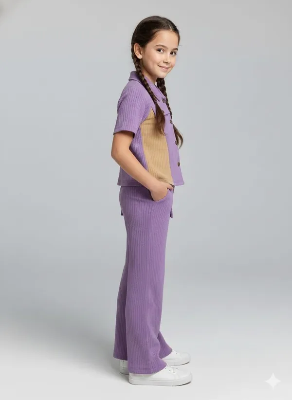 Purple_Cotton_Blend_Solid_Self_Design_Pant_Set_For_Girls