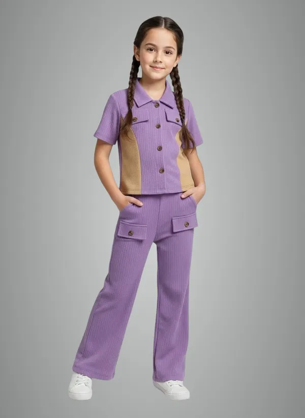 Purple_Cotton_Blend_Solid_Self_Design_Pant_Set_For_Girls