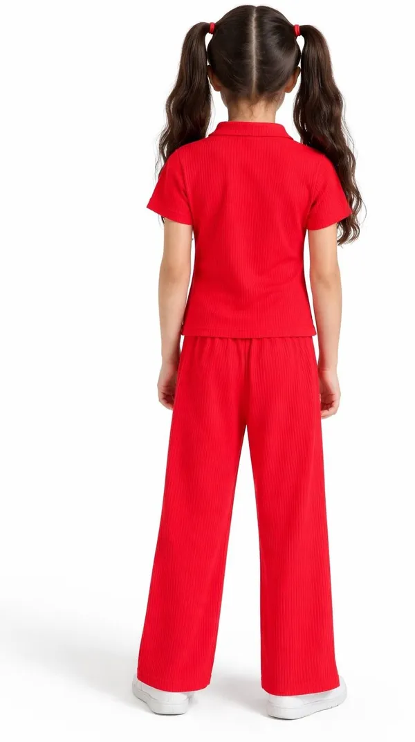 Red_Cotton_Blend_Solid_Self_Design_Pant_Set_For_Girls