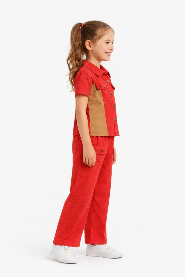Red_Cotton_Blend_Solid_Self_Design_Pant_Set_For_Girls