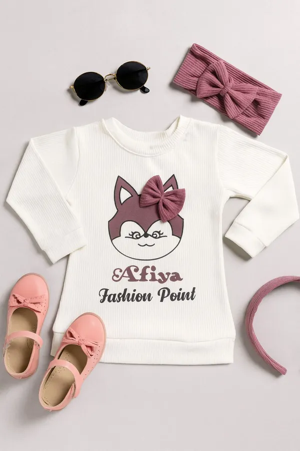 Brown_And_White_Cotton_Blend_Printed_Top_And_Pant_Set_For_Girls