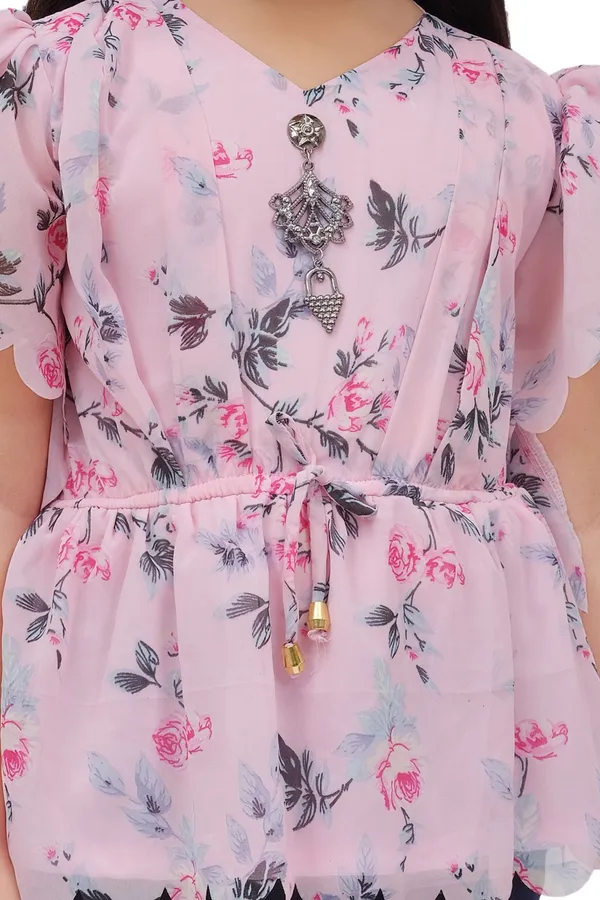 Peach_Chiffon_Printed_Top_For_Girls