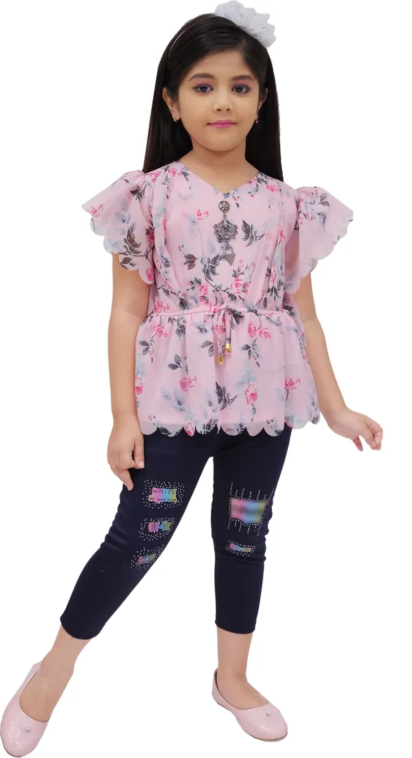 Peach_Chiffon_Printed_Top_For_Girls