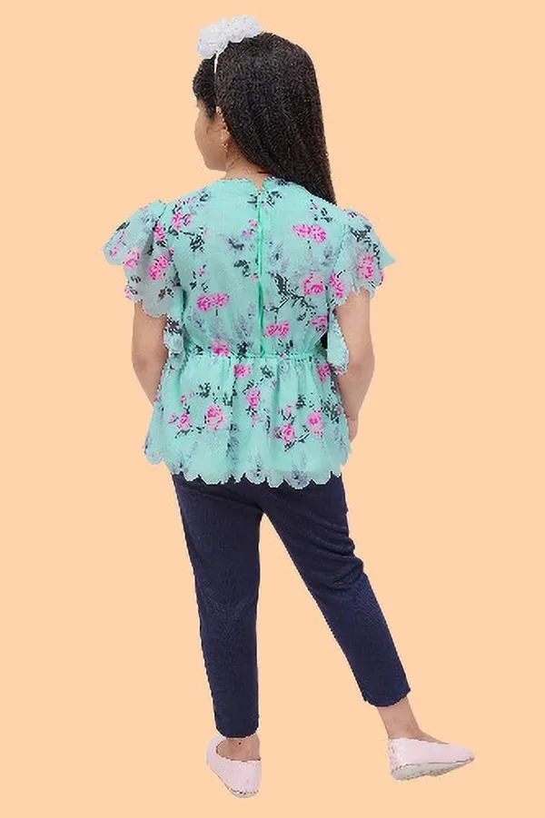 Aqua_Blue_Chiffon_Floral_Print_Tunic_For_Girls