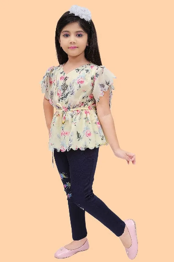 Lemon_Chiffon_Floral_Print_Tunic_For_Girls