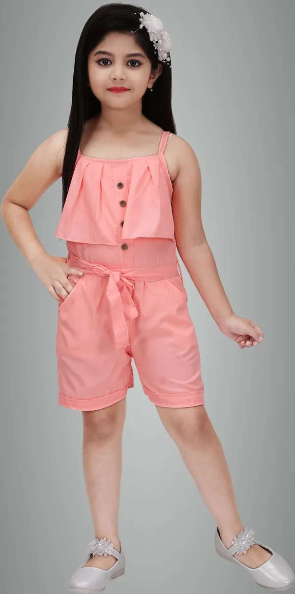 Peach_Cotton_Blend_Solid_Regular_Jumpsuit_For_Girls
