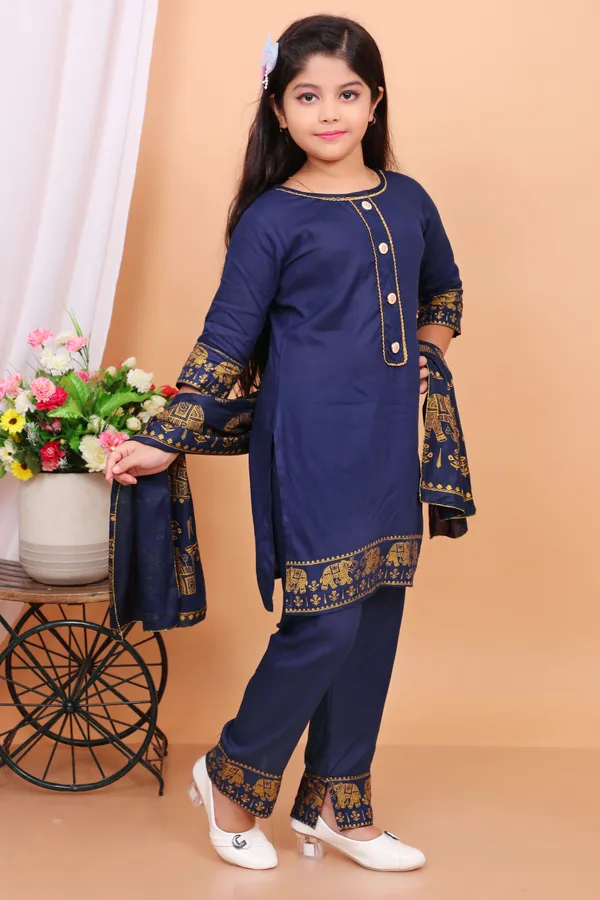 Navy_Blue_Rayon_Embroidered_Kurta_And_Dupatta_Set_For_Girls