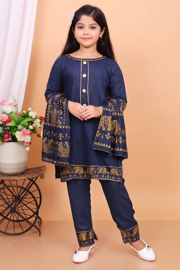 Navy_Blue_Rayon_Embroidered_Kurta_And_Dupatta_Set_For_Girls
