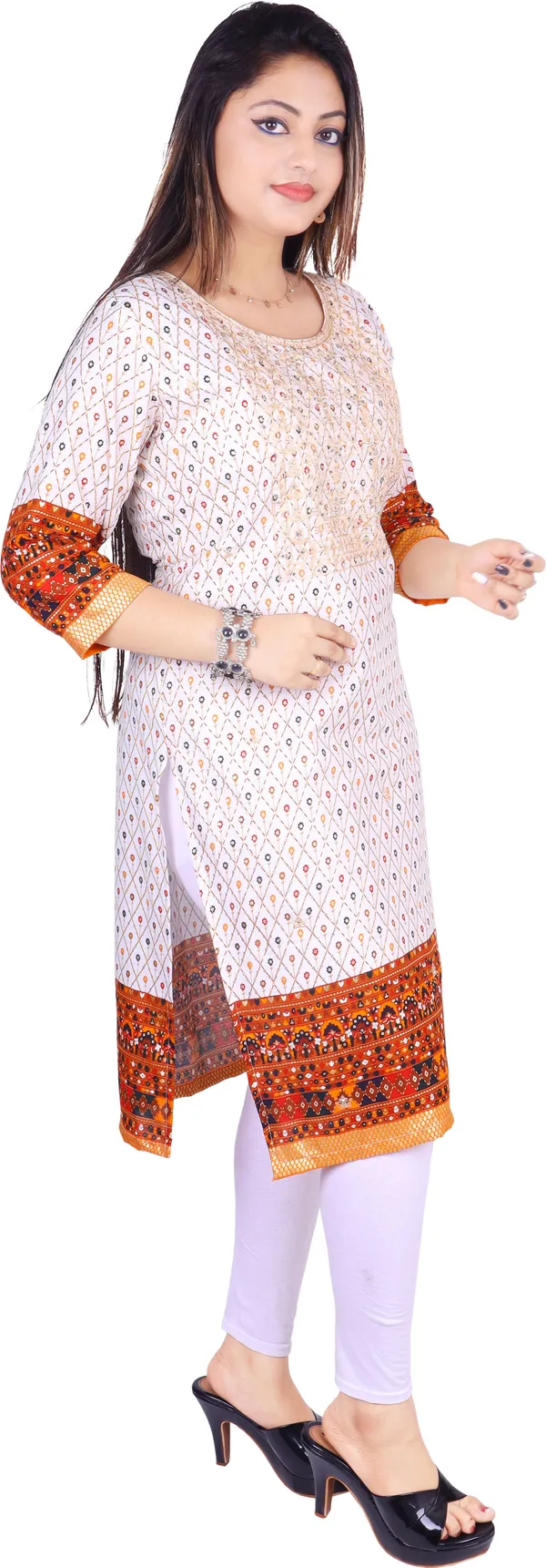 Mustard_Cotton_Rayon_Embroidered_Kurta_For_Women