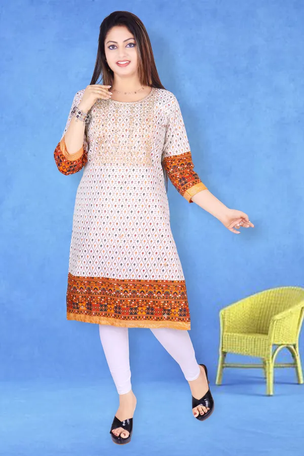 Mustard_Cotton_Rayon_Embroidered_Kurta_For_Women