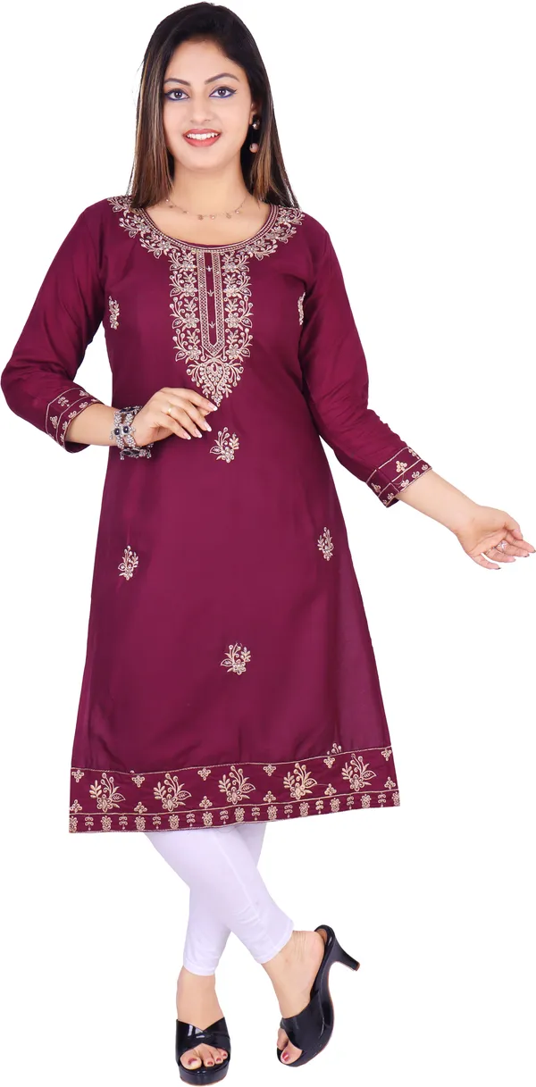 Purple_Cotton_Rayon_Embroidered_Kurta_For_Women