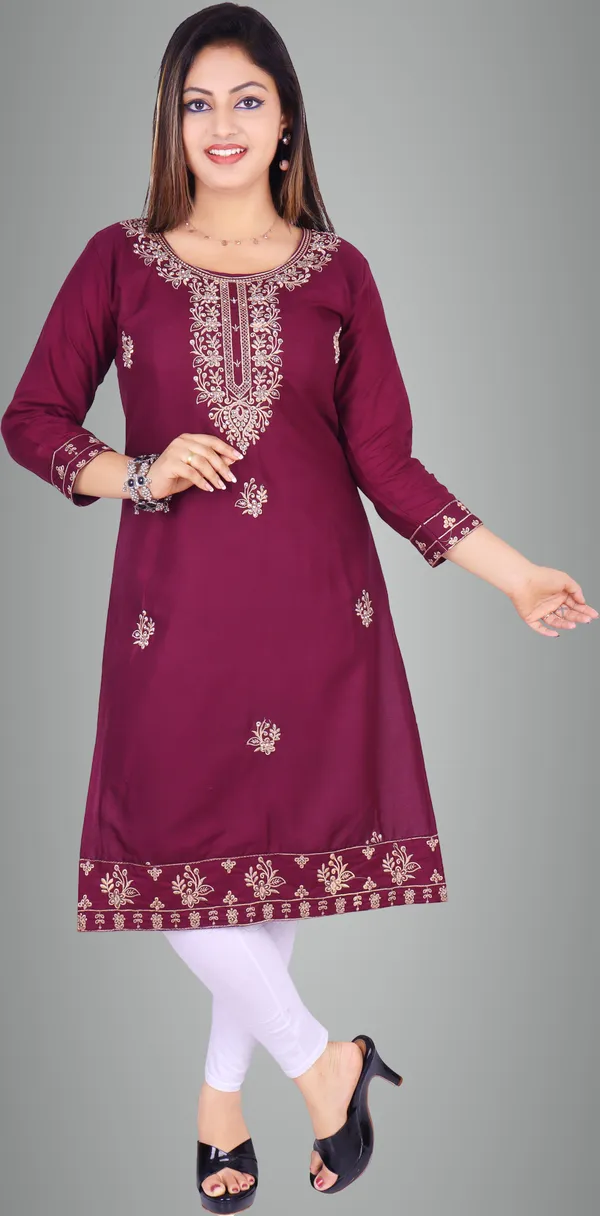 Purple_Cotton_Rayon_Embroidered_Kurta_For_Women