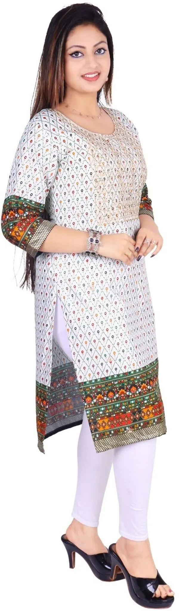 Green_Cotton_Rayon_Embroidered_Kurta_For_Women