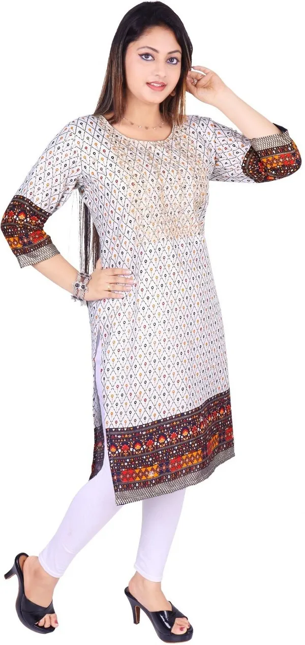 Orange_Cotton_Rayon_Embroidered_Kurta_For_Women