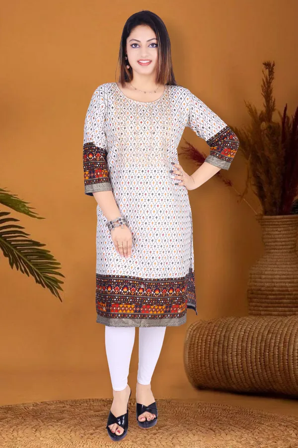 Orange_Cotton_Rayon_Embroidered_Kurta_For_Women