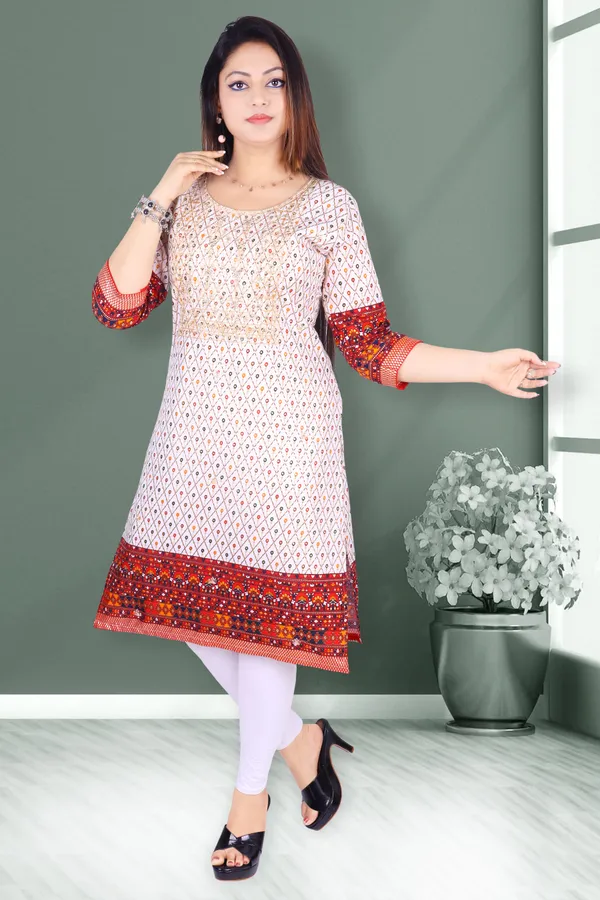 Red_Cotton_Rayon_Embroidered_Kurta_For_Women