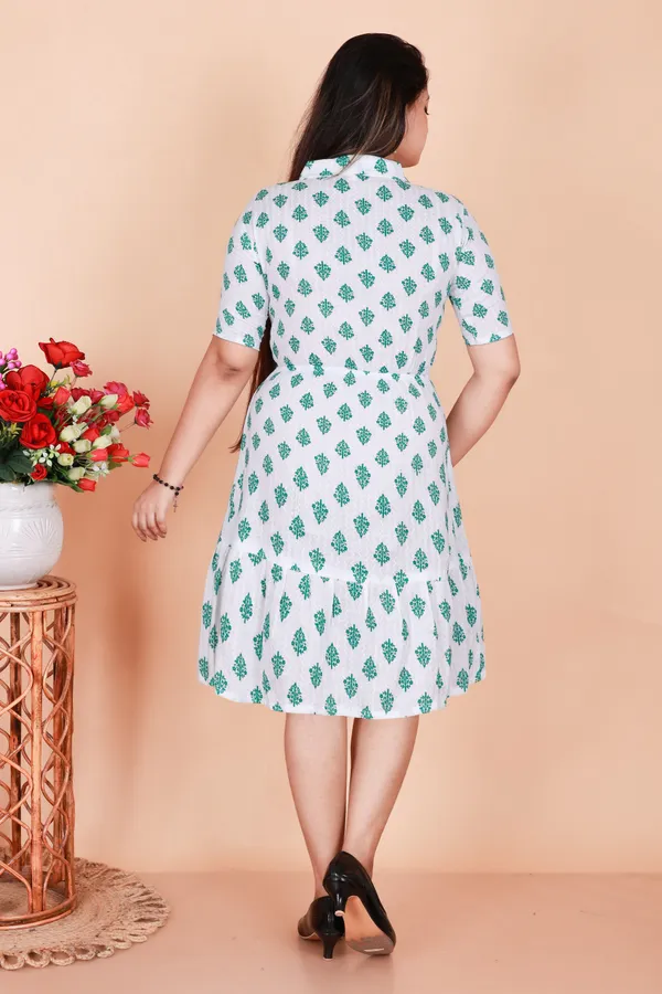 Light_Green_Cotton_Blend_Solid_Printed_Midi_Dress_For_Women