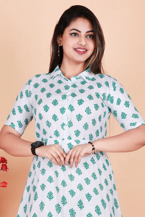 Light_Green_Cotton_Blend_Solid_Printed_Midi_Dress_For_Women