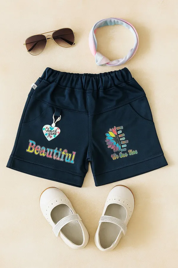 Navy_Blue_Cotton_Blend_Printed_Short_For_Girls