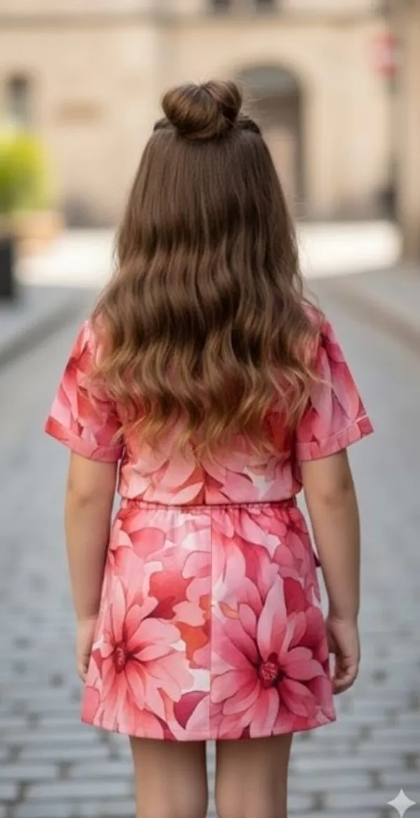 Peach_Cotton_Blend_Floral_Print_Top_For_Girls