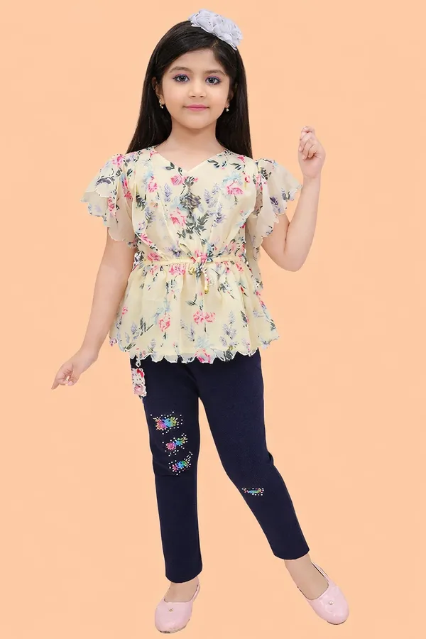 Lemon_Chiffon_Floral_Print_Tunic_For_Girls