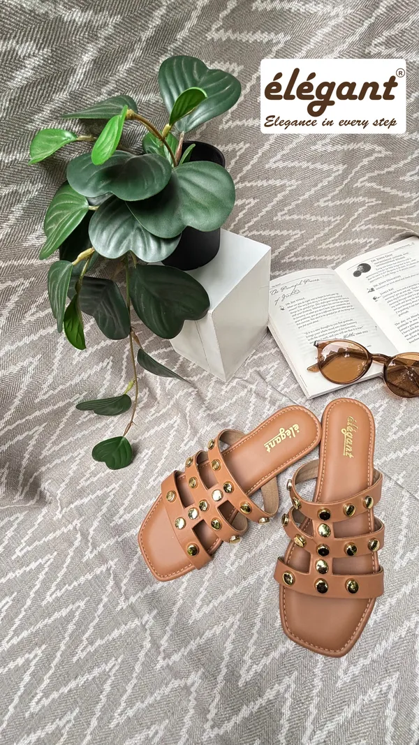 Beige_Faux_Leather_Flats_For_Women