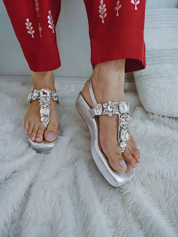 Silver_Faux_Leather_Heels_For_Women