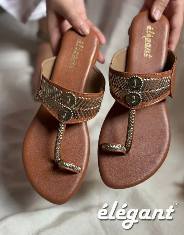Brown_Faux_Leather_Flats_For_Women