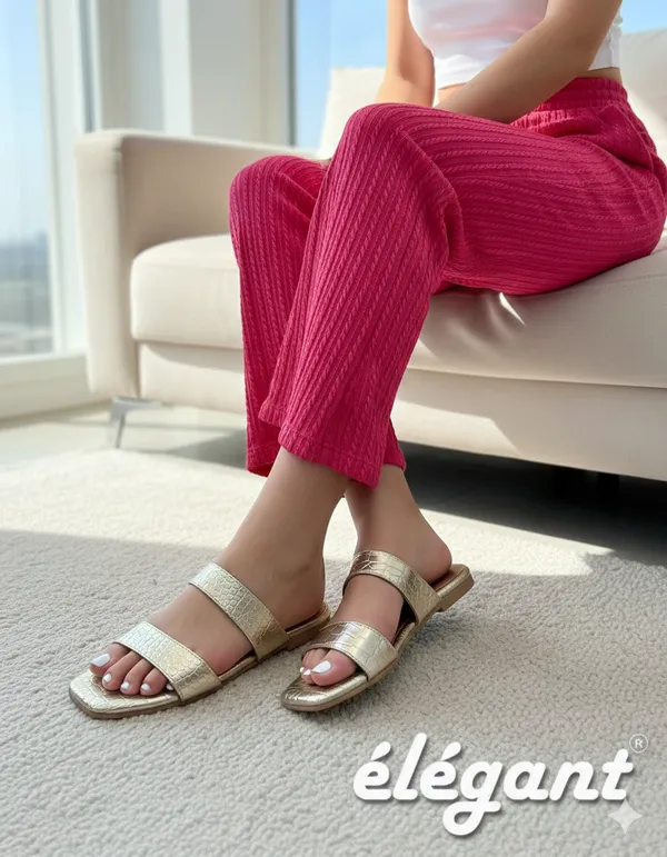 Gold_Faux_Leather_Premium_Flats_For_Women