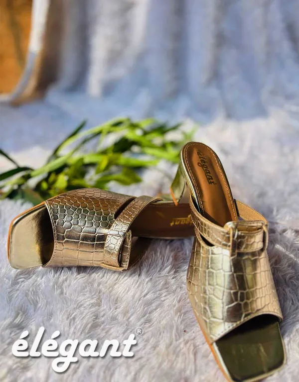 Golden_Faux_Leather_Heels_For_Women