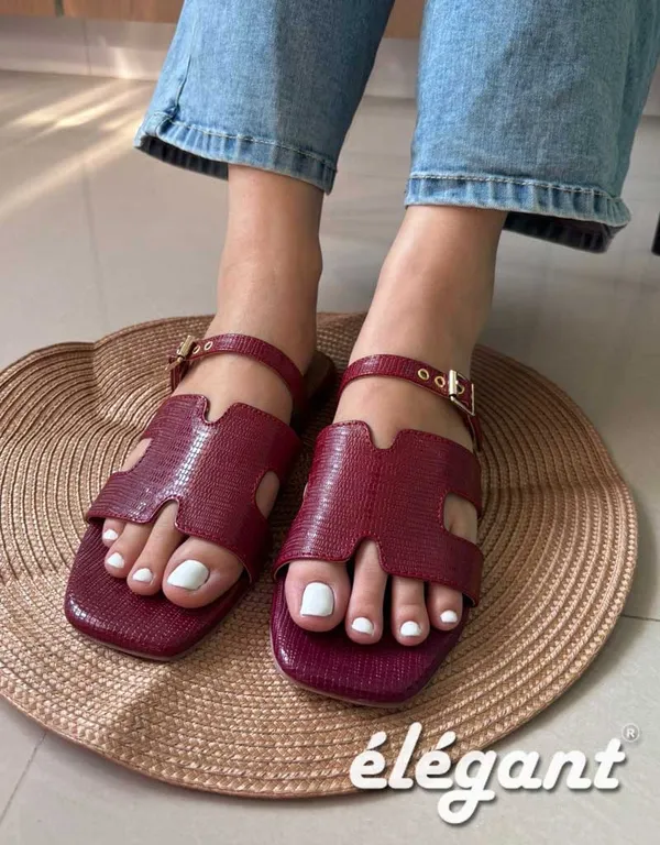 Gold_Faux_Leather_Premium_Flats_And_Maroon_Faux_Leather_Premium_Slides_For_Women_Pack_Of_2