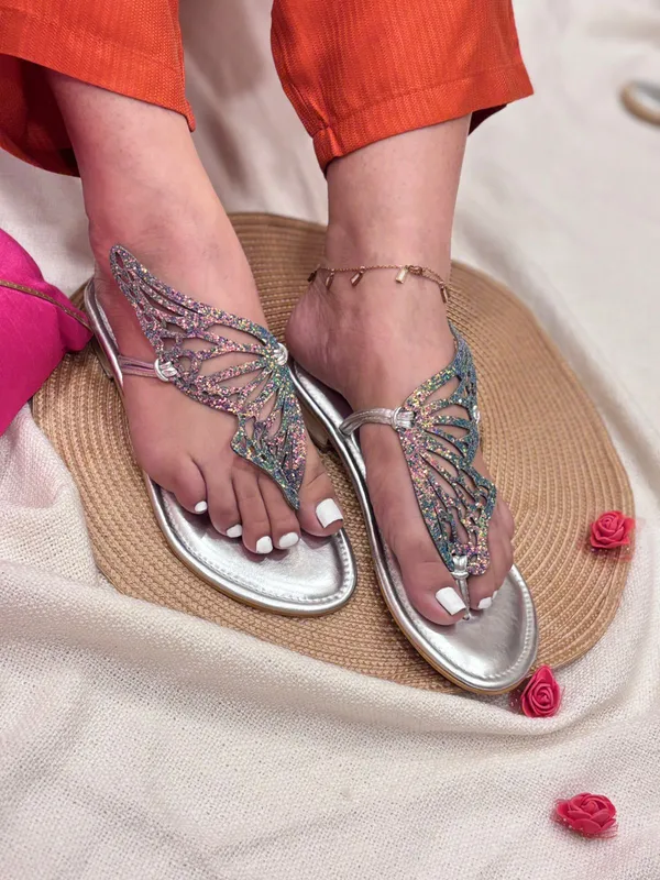 Silver_Faux_Leather_Flats_For_Women