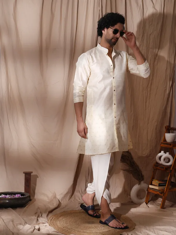 White_Silk_Full_Sleeve_Silk_Kurta_For_Men