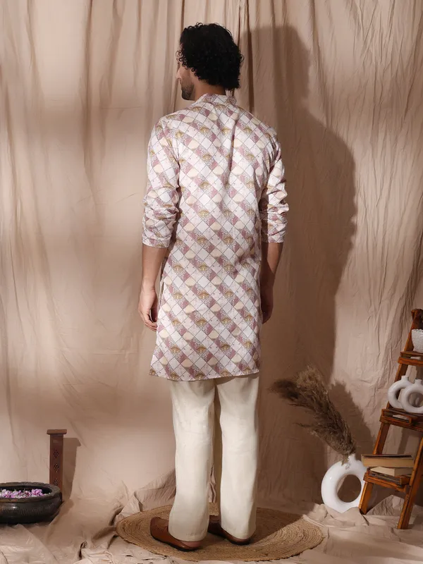 White_Cotton_Placket_Detailed_Printed_Kurta_For_Men