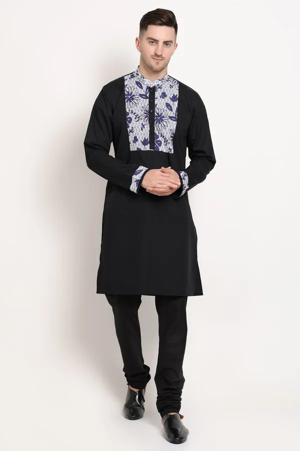 Black_Silk_Blend_Regal_Kurta_Floral_Elegance_Edition_For_Men