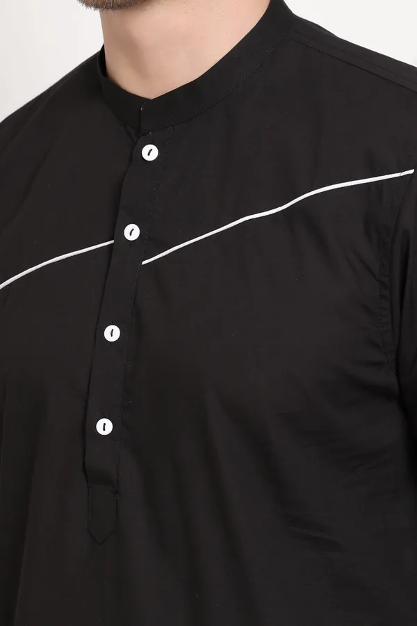 Black_Cotton_Kurta_With_White_Chest_Stripe_For_Men