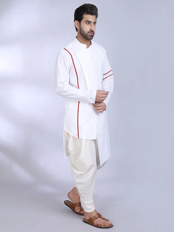 White_Cotton_Kurta_With_Red_Piping_Accents_For_Men