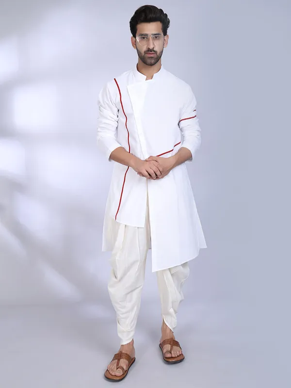 White_Cotton_Kurta_With_Red_Piping_Accents_For_Men