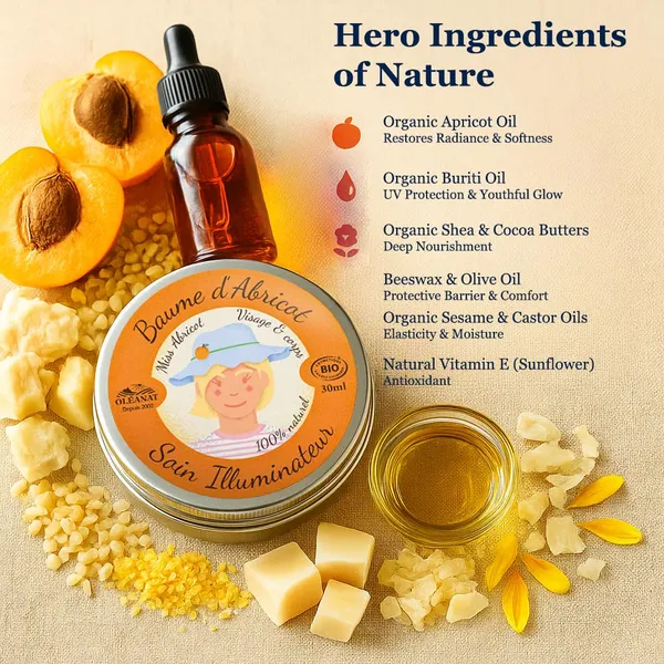 Oleanat_Organic_Apricot_Face_&_Body_Balm_30ml_–_French_COSMOS_Certified_Illuminating_Moisturizer_with_Apricot_&_Buriti_Oils_for_All_Skin_Types