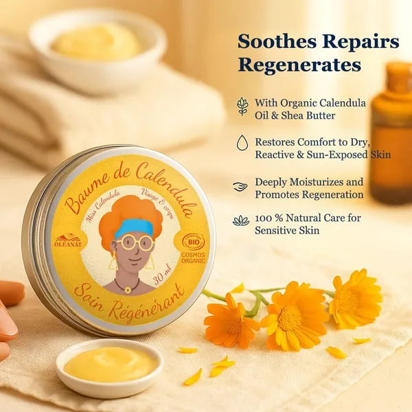 Oleanat_Organic_Calendula_Face_&_Body_Balm_30ml_–_French_COSMOS_Certified_Soothing_Moisturizer_with_Calendula_Oil_&_Shea_Butter_for_All_Skin_Types
