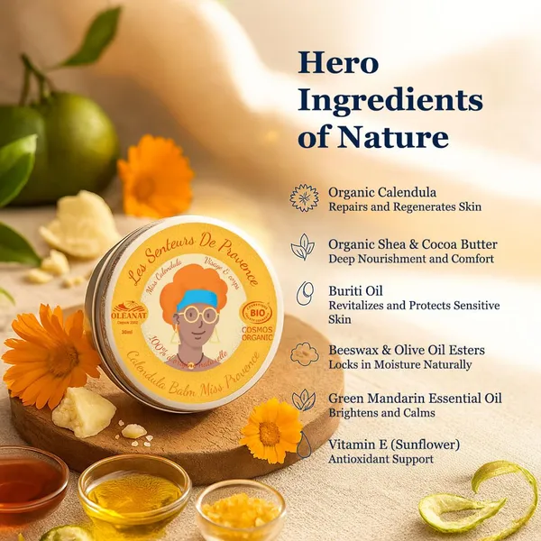 Oleanat_Organic_Calendula_Face_&_Body_Balm_30ml_–_French_COSMOS_Certified_Soothing_Moisturizer_with_Calendula_Oil_&_Shea_Butter_for_All_Skin_Types