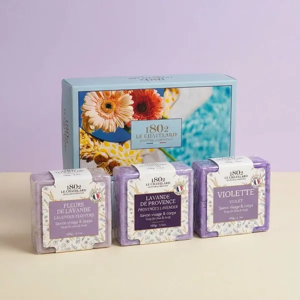 Provence's_Lavender,_Lavender_Flowers_&_Violet_French_Floral_Luxury_Trio_Soothing_Soap_Bar_Combo_Pack_For_Unisex