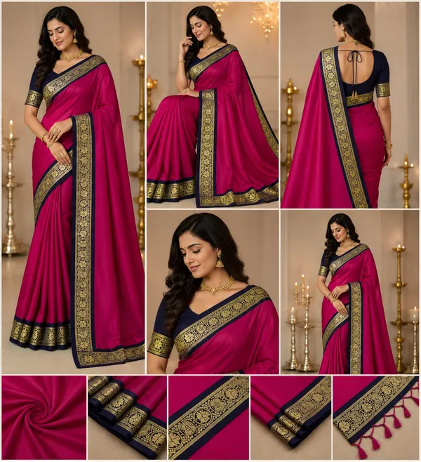 Contest_Semi_Crepe_Silk_Saree_With_Peacock_Bentex_Border