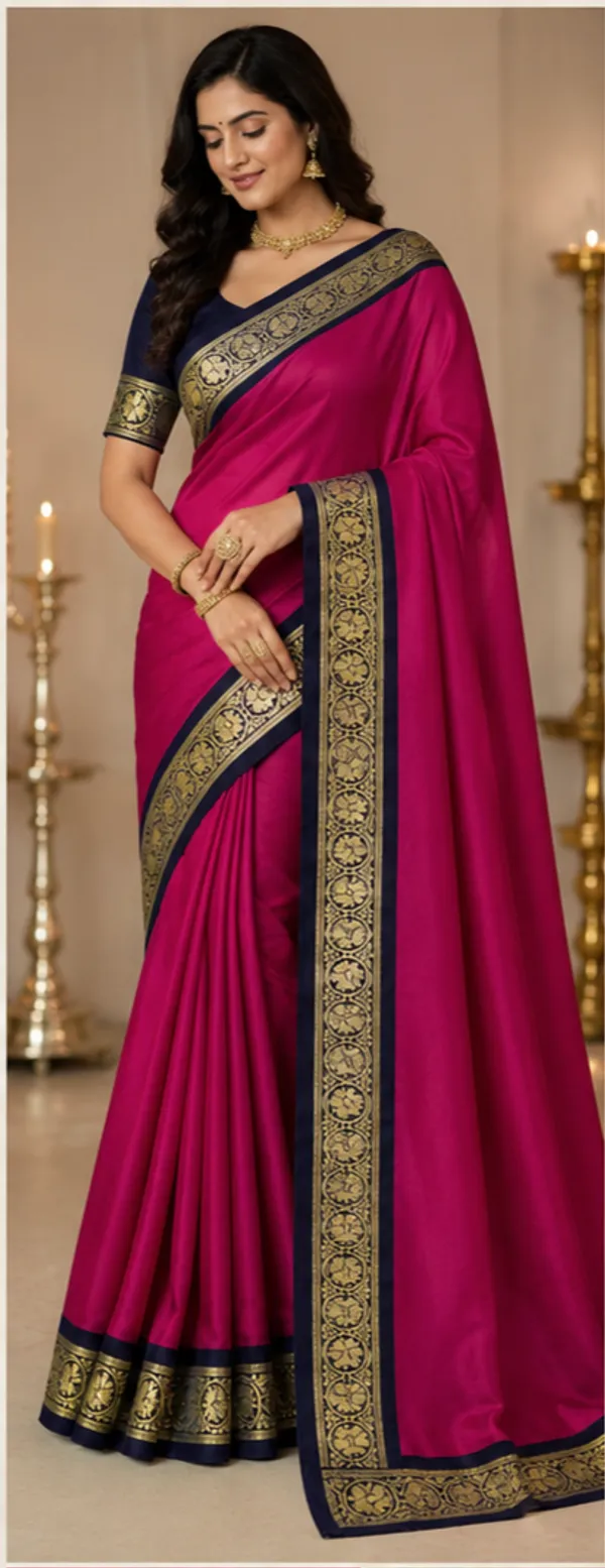 Contest_Semi_Crepe_Silk_Saree_With_Peacock_Bentex_Border