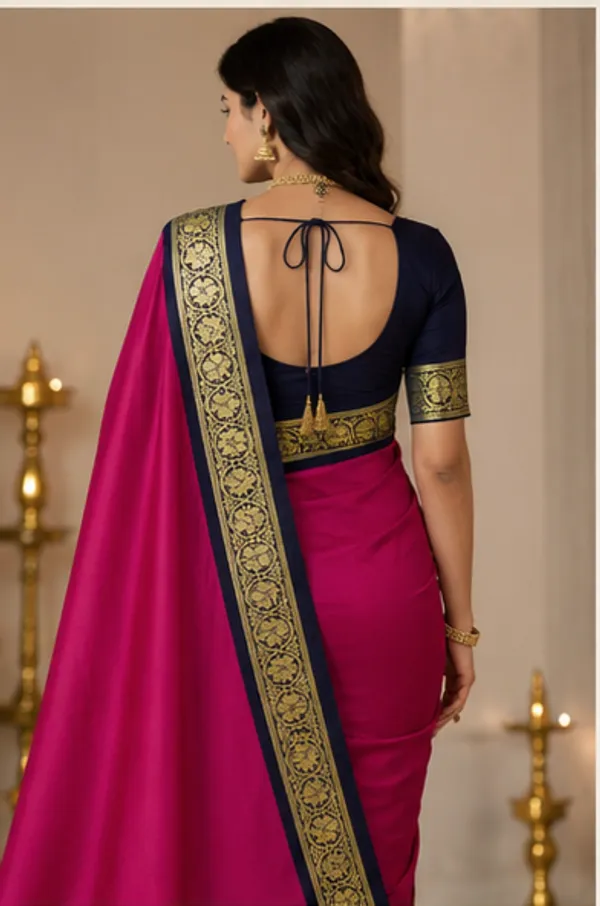Contest_Semi_Crepe_Silk_Saree_With_Peacock_Bentex_Border
