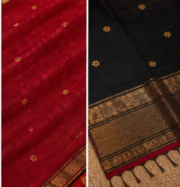 Maroon_And_Black_Maheshwari_1_Inch_Border_Saree