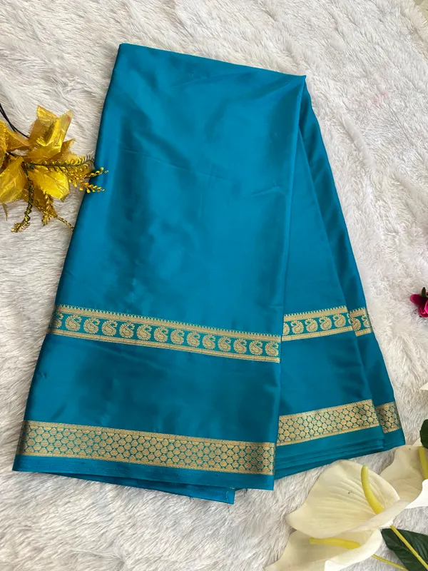 Semi_Crepe_Silk_Saree_Bentex_Teal