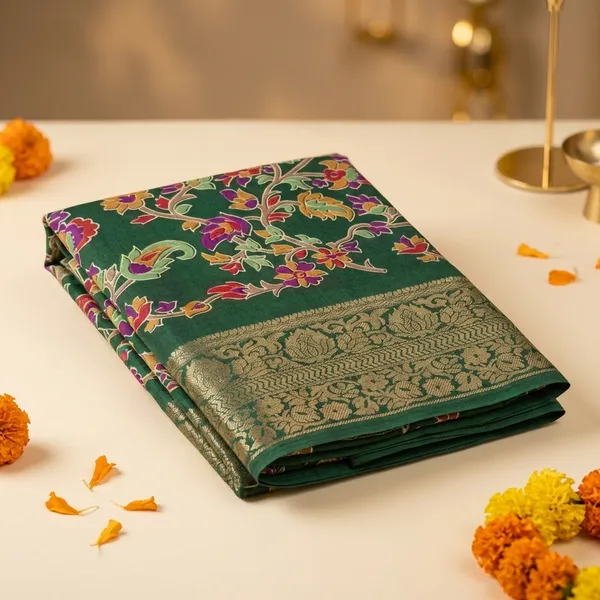 Semi_Dola_Silk_Saree_With_Running_Blouse_1